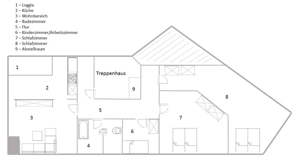 Dachgeschoßwohnung Leipzig Südost - 4 Zimmer, 145 m&sup2;, 1.399&euro; | Angebot:25717040