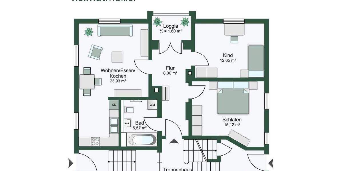 Etagenwohnung Leipzig Eutritzsch - 3 Zimmer, 67 m&sup2;, 197.000&euro; | Angebot:25692377