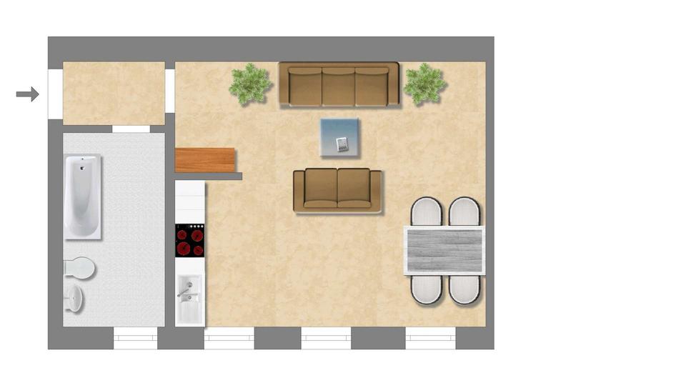 Etagenwohnung Leipzig Südost - 1 Zimmer, 49 m&sup2;, 679&euro; | Angebot:24395242