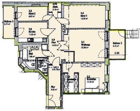 Etagenwohnung Leipzig Zentrum-West - 4 Zimmer, 116 m&sup2;, 498.000&euro; | Angebot:25736431