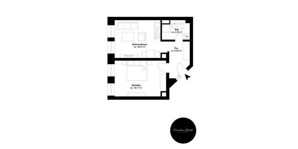Erdgeschoßwohnung Leipzig Süd - 2 Zimmer, 49 m&sup2;, 599&euro; | Angebot:26382774